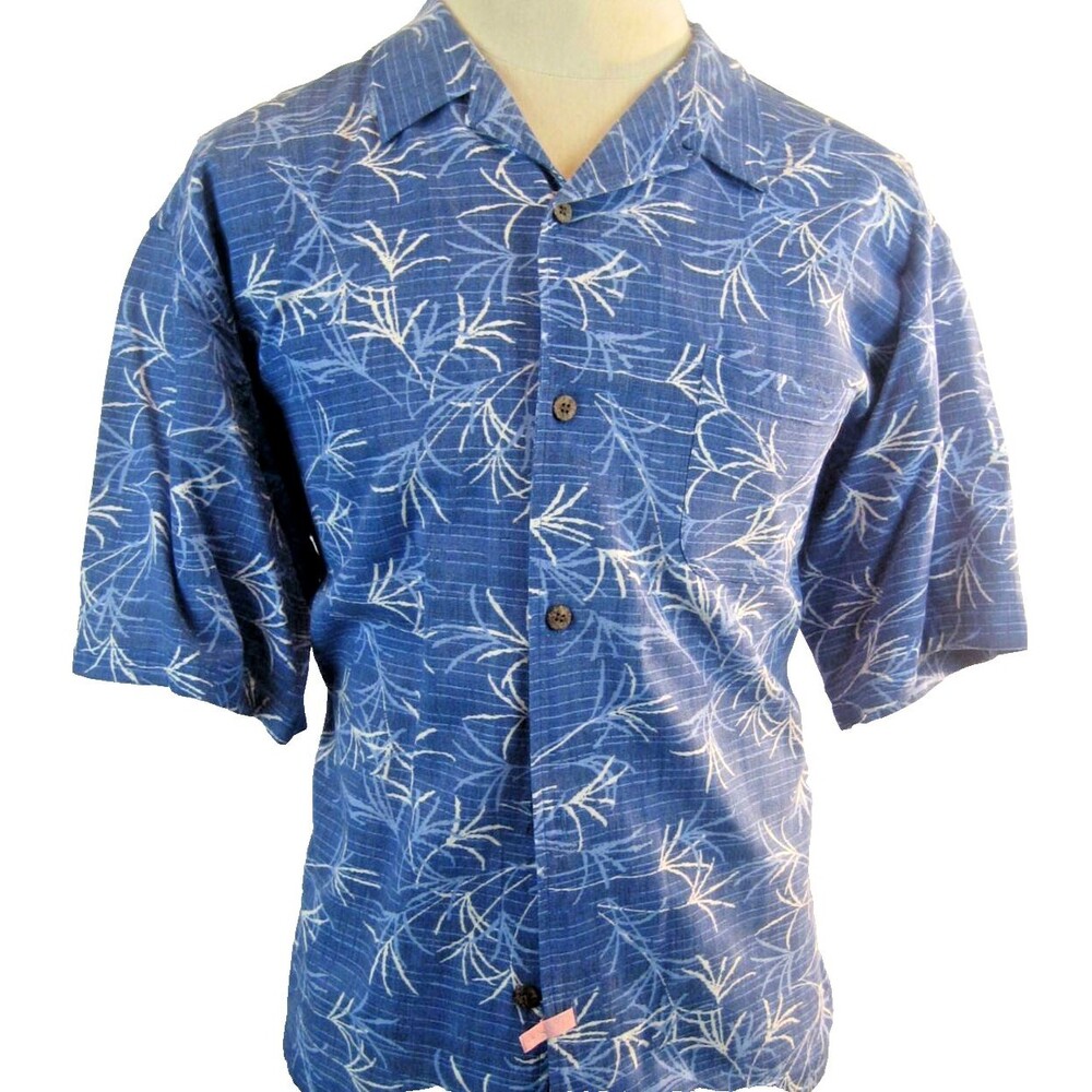 Mens Hawaiian Tropic Blue Rayon Floral Island Aloha Casual SS Shirt sz XL